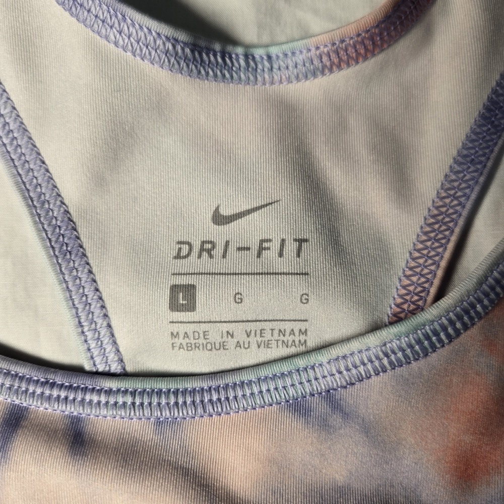 Nike Pro Sports Bra Large Printed Racer Back Tie Dye Sports Bra Bright Multicol - Picture 3 of 7